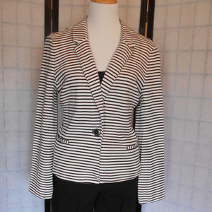 Ann Taylor Black & White Stripe Blazer Size 14